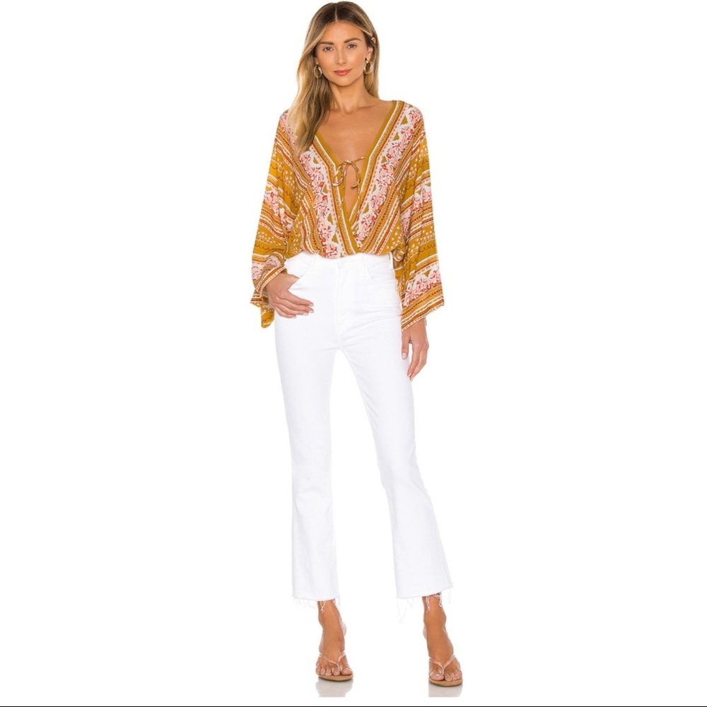 Free People NWT‎ Gold Combo Bodysuit Size S